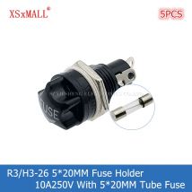 5PCS R3/H3-26 5*20MM Portafusibile 10A250V Montaggio a Pannello Resistenza Alle Alte Temperature Bachelite Fusibile Base Con 5*20MM Tubo Fusibile