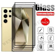 3 Stück gehärtetes Glas für Samsung Galaxy S25 S24 S23 S22 Ultra Plus FE A16 A35 A36 A55 A56 Displayschutzfolie Vollschutzglas