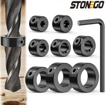 STONEGO 8 anelli di arresto profondità punta da trapano - collari regolabili da 3-16 mm, posizionatore, per la lavorazione del legno di precisione