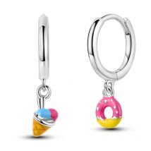 925 Sterling Silver Earrings Women Sparkling Doughnut Ice Cream Drop Earring For Anniversary Wedding Jewelry Gifts