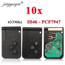 Jingyuqin 10 pz/lotto 433 Mhz ID46 PCF7947 Chip e Inserto Piccola Lama Chiave A Distanza Smart Card per Renault Megane Scenic Grand 3Button