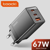 Toocki 67W GaN USB C caricabatterie Quick Charge QC4.0 PD 3.0 caricabatterie di tipo C per Macook iPhone 14 13 12 Pro Max Samsung S23 Xiaomi
