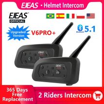 EJEAS V6 PRO + casco interfono moto auricolare Bluetooth 6 Riders 800m comunicatore impermeabile V5.1 lettore musicale interfono
