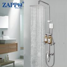ZAPPO Rubinetto per doccia da bagno Montaggio a parete Set di rubinetti per doccia a pioggia cromato lucido Miscelatore per vasca da bagno Regolare l'altezza del bagno