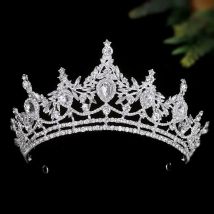 Luxus Wassertropfen Strass Tiara für Frauen Blätter Blumen Oval Haar Krone Haarband Kleid Geburtstag Geschenk Zubehör Weihnachten W