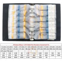 500 Stück 50 Worte 1 % 1/2 W Metallschichtwiderstände Musterbuch 0,5 W 1,2 R-1 M DIY MIX-Widerstand Sortiertes Kit