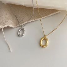 XIYANIKE Minimalist Silver Color Charm Necklace for Women Couples New Fashion Ellipse Geometry Pendant Party Jewelry Gift