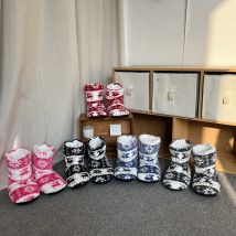 Womans Slippers Winter Warm Christmas Elk Fur Contton Plush Insole Anti Skid Grip Indoor Floor Shoes House Casual Female Boots