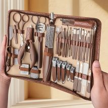 42 teile/satz Braun Edelstahl Nagel Clipper Set Anti Splash Maniküre Werkzeuge Hause Tragbare Schönheit Kit Fuß Trimmen Messer