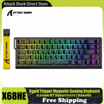 ATTACK SHARK X68 HE Tastiera magnetica con trigger rapido da 8 KHz, precisione RT 0,01 mm, layout al 60%, RGB, supporto RT/Snap Tap/DKS/MT/TGL