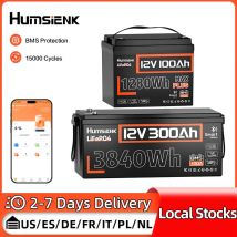 Batteria Bluetooth Humsienk LiFePO4 12V 100Ah 300Ah con alimentazione al litio 100A BMS per carrello da golf, camper, fuoristrada, casa, campeggio