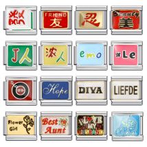 1pc Personality Chinese Words Liefde Diva Simple Italian Charm Link fit 9mm Stainless Steel Bracelet DIY Making Jewelry Beads