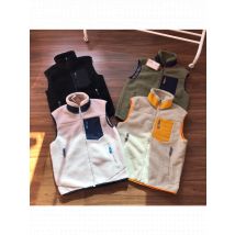 Retro Fleece Jacket Stand Up Warm Lambskin Vest Sleeveless Men's Vest Women's Autumn Sports Vest Winter Jacket Man Vest Men