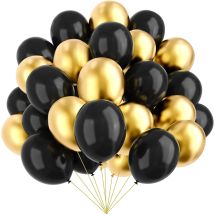 50 Stück schwarze und goldene Luftballons, 30,5 cm, schwarzes Gold, Chrom-Globos für Geburtstag, Hochzeit, Babyparty, Party-Dekoration, Abschlussdekoration