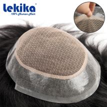 Parrucchino in pizzo PU Base Australia-Doppio strato Parrucca da uomo Protesi Toupet durevoli per uomo Traspirante 100% capelli umani Parrucca da 6 ''