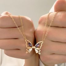 Trendy Magnetische Schmetterling Halsketten für Frauen Magnetismus Intarsien Zirkon Anhänger Kette Choker BFF Edlen Schmuck Zubehör