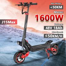Hulajnoga elektryczna J15MAX dla dorosłych, mocny silnik 1600W, zasięg 40-50 km, prędkość maksymalna 50 km/h, hulajnoga elektryczna z przednim i tylnym zawieszeniem, opony 10 cali.