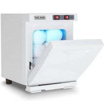Armadietto caldo per asciugamani da 5 litri Armadietto per sterilizzazione UV Scaldasalviette caldo con rack in acciaio inossidabile per bagno, barbiere, salone, bellezza, casa