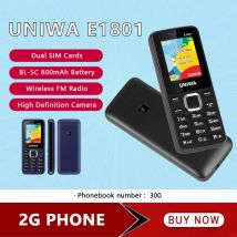 UNIWA E1801 Caratteristica del telefono con display da 1,77 pollici Batteria da 800 mAh Dual SIM Radio FM Telefono cellulare per uomo anziano Supporto Espansione TF