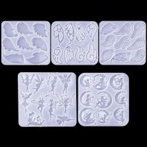 DIY Angel Wings Shiny Fairy Girl Silicone Resin Mold for DIY Epoxy Resin UV Casting Mold Keychain Pendant Jewelry Making Crafts