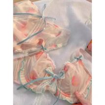 BANERDANNI French Pink Girl Sweet Pure Wind BH mit Hasenohren – Sommer ultradünne große Körbchen zeigen kleine Unterwäsche Pure Desire
