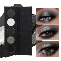 Gothic 5-Farben-Lidschatten-Palette – schwarzfarbige, perlmuttartige, rauchige Lidschatten-Palette, geeignet für Halloween und festliche Anlässe