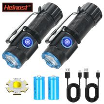 Superhelle Mini-P50-Taschenlampe mit Stiftclip und Schwanzmagnet, 16340-Akku, USB-Aufladung, tragbare Taschenlampe für den Außenbereich, Notfalllampe