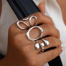Western-Schmuck-Ring-Set für Damen, rund, durchbrochen, modisch, hochwertiger Schmuck, verstellbar, Urlaubsgeschenk, Urlaub 18, vergoldeter Schmuck