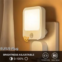 Luces LED de noche con Sensor de movimiento, enchufe europeo, luz de gabinete regulable para mesita de noche de bebé, dormitorio, pasillo, lámpara de noche inalámbrica, iluminación