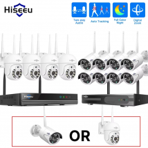 Hiseeu H.265 + 10CH NVR Wireless CCTV Telecamera esterna Sistema di sorveglianza 3/5MP WIFI PTZ Telecamera IP Set Kit telecamera bullet di sicurezza