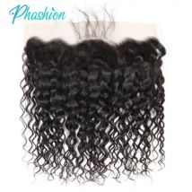 Phashion Water Wave 13x4 Frontale in pizzo Trasparente Svizzero 4 × 4 Chiusura Pre pizzicata da orecchio a orecchio Capelli umani brasiliani per donne nere