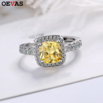 OEVAS 100 % 925 Sterling Silber 7*7mm High Carbon Diamant Hochzeit Ringe Für Frauen Funkelnden Verlobung Party schmuck Geschenk