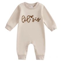 RUEWEY 0 bis 18 Monate Baby Mädchen Strampler Frühling Herbst Kleidung Langarm Rundhalsausschnitt Brief Stickerei Overall Babykleidung
