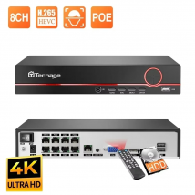 Techage H.265 4K 8CH PoE NVR 2MP 3MP 5MP red disco duro grabadora de vídeo seguridad del hogar CCTV vigilancia DVR para cámara IP PoE