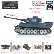 Pro Ver Heng Long TOUCAN 1/16 7.0 Tiger I RC Panzer 3818 FPV Kamera Barrel Recoil Metal Tracks Wheels BBs Airsoft IR Engine Sound