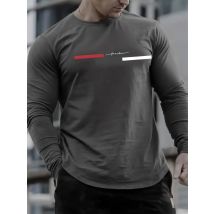 T-shirt da uomo a maniche lunghe con collo rotondo ampio e confortevole con stampa casual primaverile al 100% in puro cotone estivo