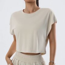 Allentato Yoga Top estate donna manica corta palestra Top abbigliamento sportivo Quick Dry Running Sport Shirt Fitness Athletic Crop Top Active Wear
