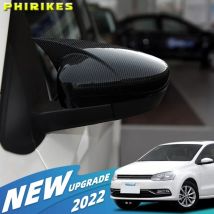 For Volkswagen VW Polo MK5 6C Side Rearview Mirror Cover Film Cap Shell ABS Black Set of 2