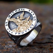 2024 NEUE 316L Edelstahl gold farbe St Michael Ring Kreuz Renaissance Vintage-Schmuck Für Männer Geschenk