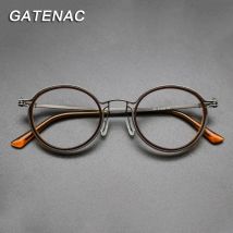 Vintage Reinem Titan Brillen Rahmen Männer Runde Ultra Licht Gläser Rahmen Frauen Retro Luxus Marke