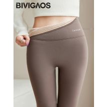 BIVIGAOS New Autumn Winter Alpaca Velvet Shark Leggings Women's Fleece Thickened Warm Leggings Seamless Casual Leggings