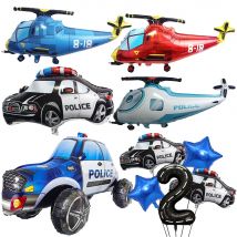 Large Airplane Foil Balloon Police Balloon Boys Birthday Car Balloon Baby Shower kids Police Themed Birthday Party Decorations