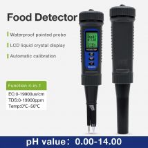 Professioneller Lebensmitteltester, Säuremesser, Lebensmittel-PH-Messgerät, 4-in-1-PH-EC-TDS-Tester, Teig, Fleisch, Brot, Saft, Obst, Saucen, halbfeste Flüssigkeit