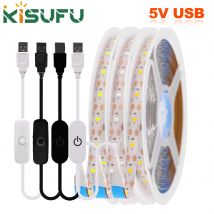 5V HA CONDOTTO LA Luce di Striscia USB Dimmer/Interruttore Bianco Caldo Blu Nastro Adesivo Impermeabile 2835 60LED Armadio Camera Illuminazione Notturna 1M 3M 5M