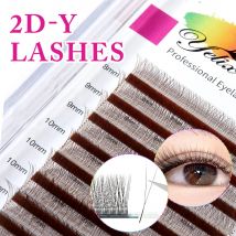 Yelix Y Shaped Lashes Auto Fans 2D Eyelash Extensions Dark Brown Premium Individual False Lashes Profesjonalne przedłużanie rzęs