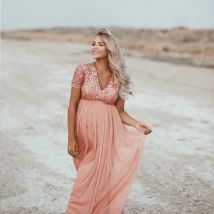2022 Umstandskleid Frauen Schwangere Sexy Fotografie Requisiten Kurzarm Feste Spitze Lange Kunst Foto Kleidung