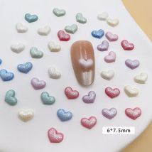 200Pc/Pack 6×7.5mm Colorful Heart Resin Nail Charms - 3D Press-On Nail Art, Sweet Multicolor Nail Decor for DIY Kawaii Manicures
