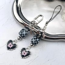 Inspirierter Herz-Bowknot-Blumen-Handyband-Schlüsselanhänger, Charm-Tasche, hängende Dekoration für Frauen und Mädchen, Y2K-Schmuck, Geschenk-Schlüsselanhänger