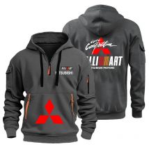 2025 Spring and Autumn New Sports Pullover Clothes Mitsubishi Evo Logo Car Racing Team Men's Half Zip Hoodie Men's Sweatshirt