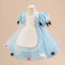 Baby Alice Princess Girls Abiti per bambini Blu Lolita Cameriera Festa di compleanno Palazzo Abito Vintage Bambino Matrimonio Poker Tutu Abito da ballo